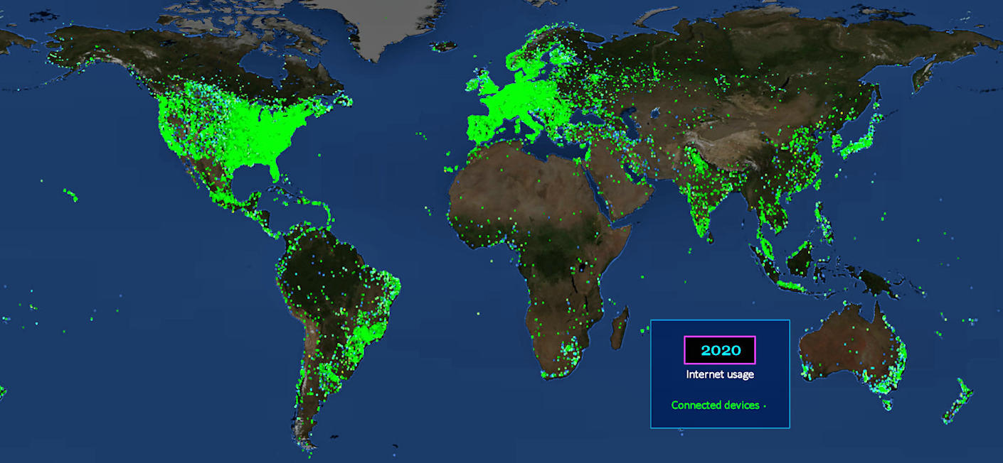 Internet usage, 2020 map